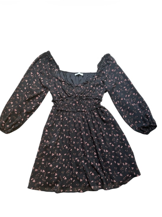 Lush Dresses & Skirts - Lush Black Floral Mini Dress NWT Long Sleeve Ruffle Boho Babydoll Small